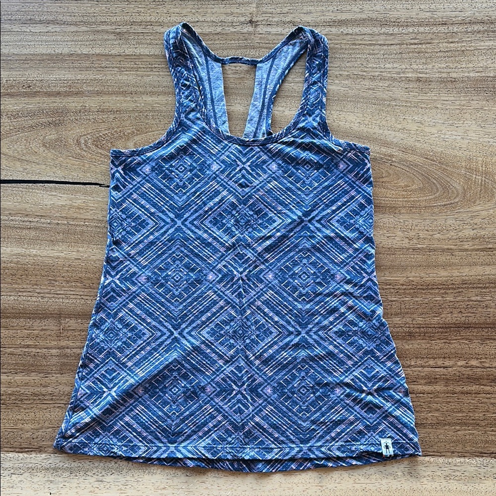 Smartwool Blue Geometric Women's Tank Top - Size XS